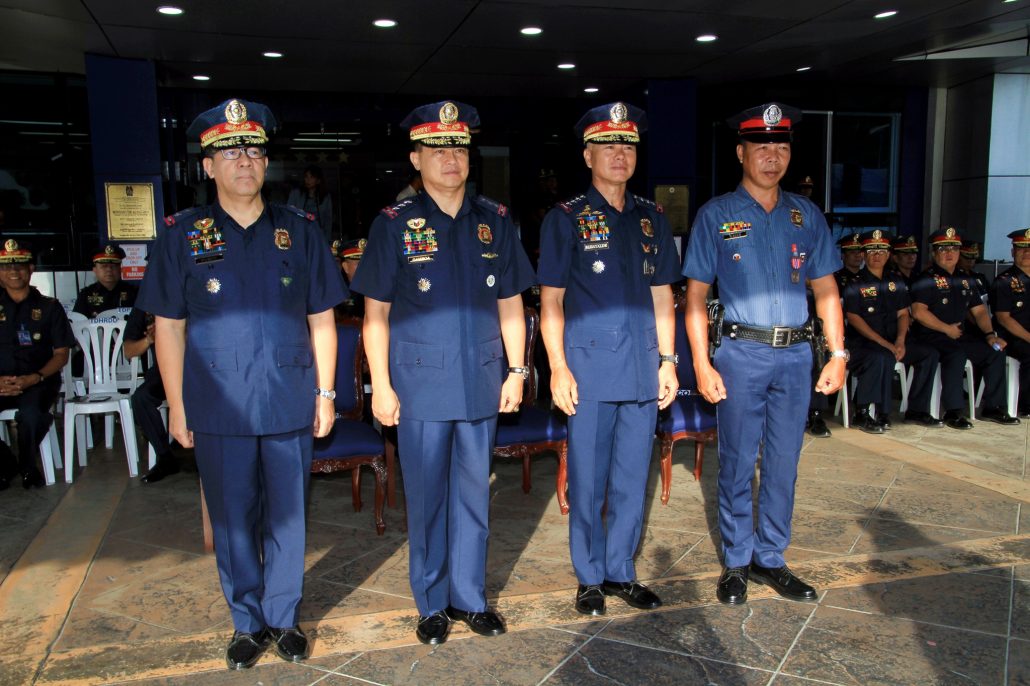 PNP Chief Police General Oscar Albayalde awarded the "Medalya ng Kadakilaan" during the Monday Flag Raising Ceremony to Police Chief Master Sergeant Jonathan Magan of San Lorenzo Municipal Police Station, Guimaras Police Provincial Office, and Police Staff Sergeant Rodito Erpelua of the Regional Headquarters Support Unit, PRO6 for the heroism, courage, and commitment to the service they portrayed by saving the lives of civilian passengers on-board despite being victims during a sea mishap where M/B Chi-Chi capsized in Iloilo-Guimaras Strait last August 3, 2019. PHILIPPINE NATIONAL POLICE PHOTO