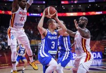 Gilas eyes Olympic spot in FIBA classification Paul Lee of the Philippines is hounded by three Angola defenders during their Sept. 4, 2019 match in China. FIBA PHOTO