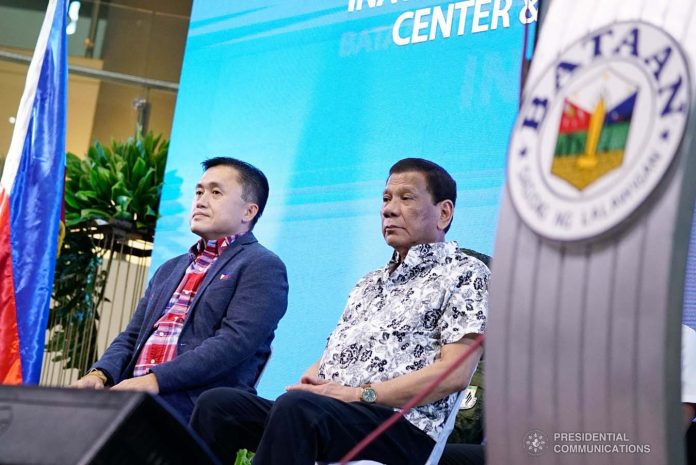 President Rodrigo Duterte President Rodrigo Roa Duterte witnesses the program proper during the inauguration of the Bataan Government Center and Business Hub “The Bunker” in Balanga City, Bataan on September 12, 2019. With the President is Senator Christopher "Bong" Go. PRESIDENTIAL PHOTO