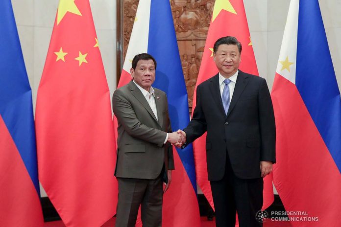 President Rodrigo Roa Duterte and People's Republic of China President Xi Jinping pose for posterity prior to the start of the bilateral meeting at the Diaoyutai State Guesthouse in Beijing on August 29, 2019. PRESIDENTIAL PHOTO