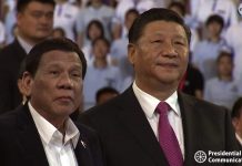President Rodrigo Duterte (left) and Chinese President Xi Jinping attend the opening ceremonies of the 2019 FIBA World Cup on Friday. Duterte expressed his support on China about the political unrest in Hong Kong during his bilateral meeting with Xi. PCOO