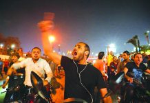 Protesters in central Cairo denounced Egypt’s president, Abdel Fattah el-Sisi, late Friday night, Sept. 20, 2019. REUTERS
