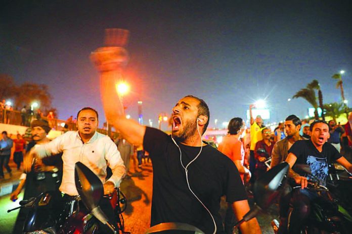 Protesters Egypt Protesters in central Cairo denounced Egypt’s president, Abdel Fattah el-Sisi, late Friday night, Sept. 20, 2019. REUTERS