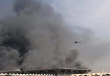 Fire injures at least 5 in Saudi train station A firefighting helicopter sprays water on a fire at the Haramain high-speed rail station in Jeddah, Saudi Arabia on Sept. 29. REUTERS/ISMAIL NOFAL
