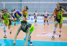 F2 Logistics Cargo Movers’ Victorinara Galang tries her best to save the ball. PSL PHOTO