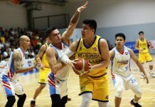 Basilan-St. Clare bags PBA D-League crown BRT Sumisip Basilan-St. Clare Saints’ Alfred Batino protects the ball while being defended by Marinerong Pilipino Skippers’ William McAloney. PBA PHOTO