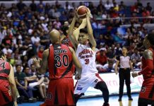 Ginebra beats San Miguel, 129-124, in PBA Guvs’ Cup Barangay Ginebra San Miguel Kings’ Aljon Mariano is forced for a wayward shot while being defended by San Miguel Beermen’s Marcio Lassiter. PBA PHOTO
