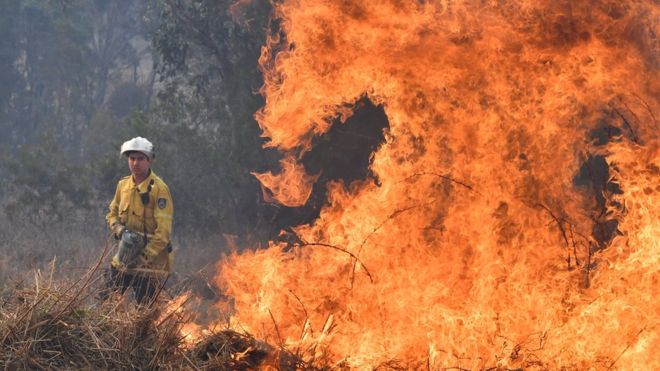 Australian bushfires Firefighters have been battling bushfires in Australia for over a month. Recently, at least 30 houses were destroyed or seriously damaged in a bushfire in New South Wales. EPA