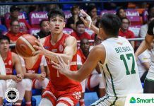 San Beda edges to NCAA elims sweep Calvin Oftana posted a career-high 29 points in San Beda University Red Lions’ victory over the College of St. Benilde Blazers in the NCAA Season 95 men’s basketball on Oct. 10, 2019. TIEBREAKER TIMES PHOTO