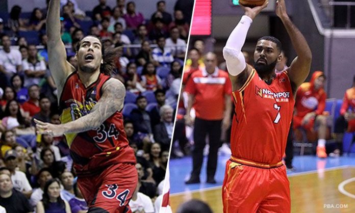 Christian Standhardinger and Moala Tautuaa switch teams. CNN PHILIPPINES PHOTO