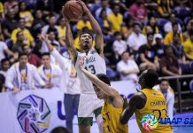 UAAP: Green Archers escapes UST, stays alive in Final 4 De La Salle University Green Archers’ Jamie Malonzo snatches the rebound from University of Santo Tomas Growling Tigers defenders. UAAP PHOTO