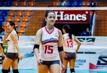 Jessica Galanza’s triple-double 14 points, 14 excellent digs and 16 excellent receptions help Creamline Cool Smashers remain undefeated in the 2019 Premier Volleyball League Open Conference. SPORTS VISION PHOTO