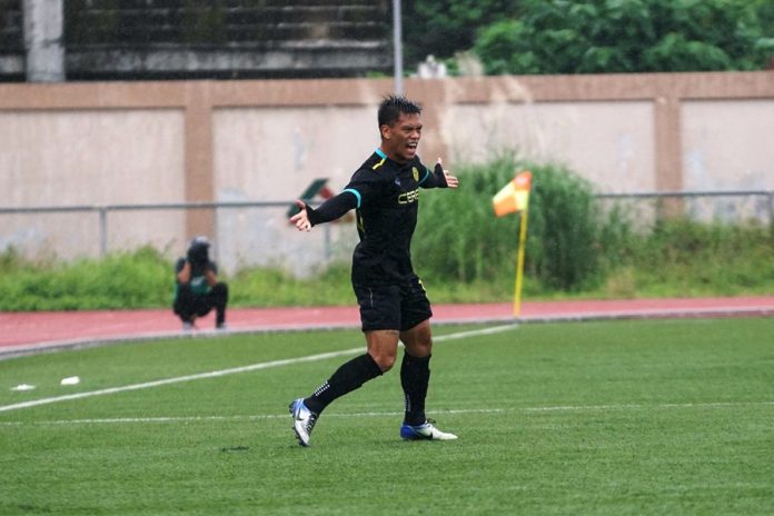 Jose Elmer Porteria Jose Elmer Porteria celebrates after scoring a goal for Ceres-Negros FC. CERES NEGROS PHOTO