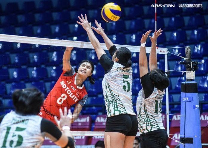 Motolite pounds Army in Premier V-League Myla Pablo finished with 14 points in two sets of action in Motolite's sweep of PacificTown Army. ABS-CBN SPORTS