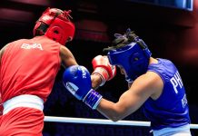 Nesthy Petecio (right) of the Philippines outclassed Russian Liudmila Vorontsova in the finals of the 2019 AIBA Women’s World Boxing Championships featherweight division in Russia. AIBA PHOTO