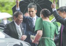President Rodrigo Duterte arrives to attend the enthronement ceremony of Emperor Naruhito of Japan at the Imperial Palace in Tokyo on Tuesday. AP