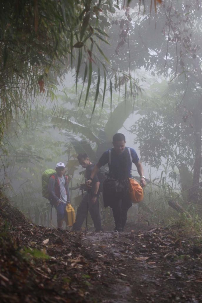 Lerona and UP Visayas production team brave the four-hour trek to Barangay Gen. Fullon, San Remigio, Antique to document the lives of the Iraynon Bukidnon. Photo by Ruperto Quitag.