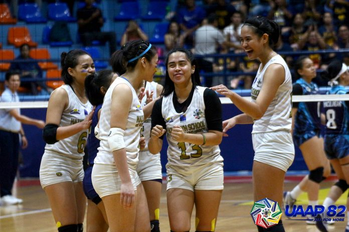 Guimarasnon Camille Lamina and the Nazareth School-National University Lady Bullpups completed a sweep of the UAAP Season 82 girls volleyball tournament on Nov. 17, 2019 at the San Juan Arena. UAAP PHOTO