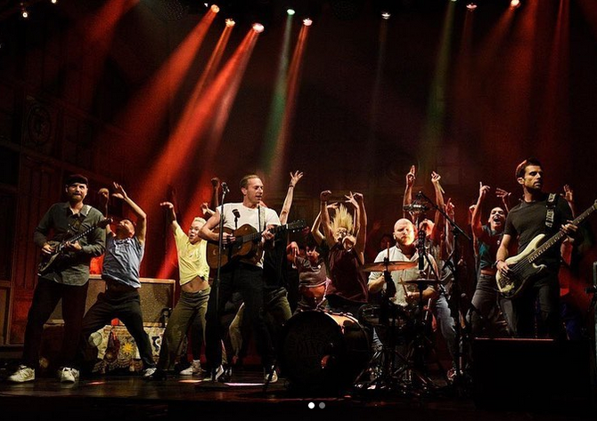 Coldplay Coldplay performing their songs “Orphans” and “Everyday Life” on Saturday Night Live. Photo from @coldplay