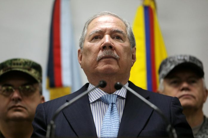 Colombian Defense Minister Guillermo Botero Colombian Defense Minister Guillermo Botero attends a news conference, in Bogota, Colombia on May 20, 2019. REUTERS/LUISA GONZALEZ