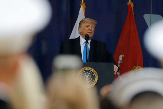Donald Trump President of the United States (US) Donald Trump delivers remarks at a Veterans Day Parade and Wreath Laying ceremony in Manhattan, New York City, US, Nov. 11. ANDREW KELLY/REUTERS