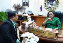 P25-M swimming pool to boost UA’s maritime courses University of Antique president Dr. Pablo Crespo Jr. (left) and Gov. Rhodora Cadiao discuss plans for the university following the release of assistance for the school on Nov. 18. PNA/Annabel Consuelo Petinglay