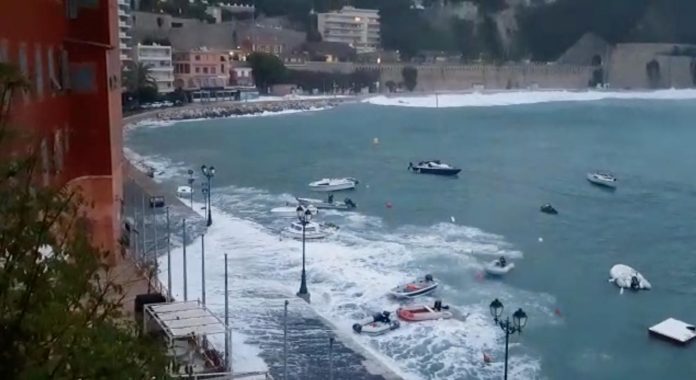 Floods kill 4 in France Waves flood the street in Villefranche-Sur-Mer, France on Nov. 23 in this still image obtained from a social media video. BRICE RODIERE/VIA REUTERS