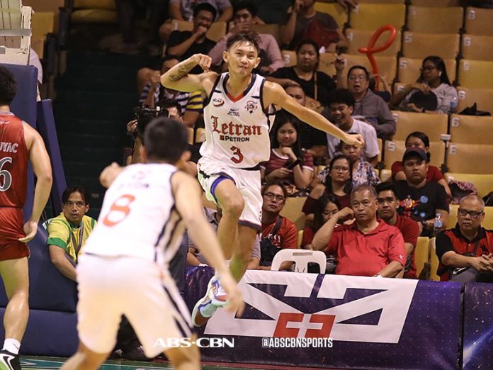 Fran Yu celebrates after leading Colegio de San Juan de Letran Knights to NCAA Season 95 men’s basketball finals. ABS CBN SPORTS PHOTO