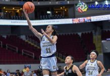 Lady Bulldogs nears women’s UAAP crown Ilongga Kaye Pingol of the National University Lady Bulldogs stretches for a layup. UAAP PHOTO