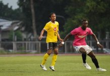 Negrense Jayson Panhay scores a goal for Kaya Futbol Club-Iloilo in their match against Stallion-Laguna FC. KAYA ILOILO PHOTO