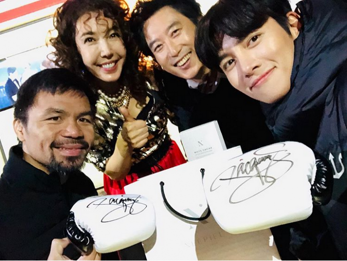 Manny Pacquiao visits SK actor Ji Chang-wook on set