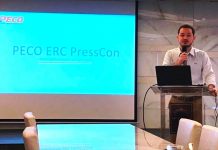 Marcelo Cacho, head of Panay Electric Co.’s Public Engagement and Government Affairs, briefs reporters on Nov. 14, 2019 in Makati City during a press conference that the Energy Regulatory Commission has distanced itself from.