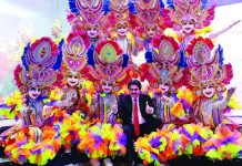 Mayor Evelio Leonardia with MassKara Festival dancers during the opening ceremony of the 2019 Andong Mask Dance Festival in Andong City, South Korea. BACOLOD CITY PIO