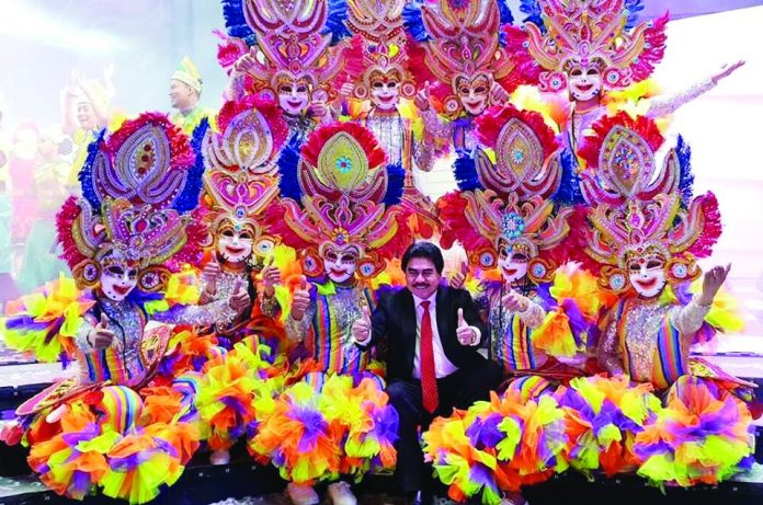 Mayor Evelio Leonardia with MassKara Festival dancers during the opening ceremony of the 2019 Andong Mask Dance Festival in Andong City, South Korea. BACOLOD CITY PIO