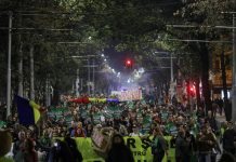 People march against widespread illegal logging and lack of policy response in Bucharest, Romania on Nov. 3. INQUAM PHOTOS/OCTAV GANEA VIA REUTERS