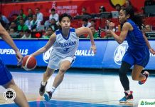 Gilas Women bags gold, too Afril Bernardino of the Philippines attacks a Thailand defender. TIEBREAKER TIMES PHOTO