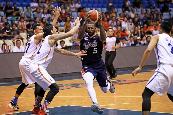Allen Durham and the Meralco Bolts will battle it out one last time with the TNT KaTropa tonight to complete the finals cast of the 2019 PBA Governors’ Cup. PBA PHOTO