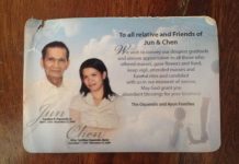 Aklan victims’ kin seek arrest of Maguindanao massacre fugitives A card is seen in remembrance of Cynthia Oquendo and her father Catalino – two Aklanon victims in Maguindanao massacre. JUN AGUIRRE/PN