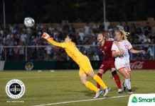 Malditas loses to Vietnam in SEA Games football semis The Philippines’ Eva Madarang fights with a Vietnamese player in a loose ball battle. TIEBREAKER TIMES PHOTO