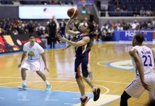 Meralco zaps TNT, ties PBA semis at 1-1 Ilonggo Anjo Caram of Meralco Bolts leaves the TNT Katropa’s defense for a floater. PBA PHOTO