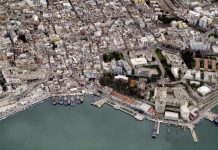 An aerial image of the Port of Brindisi in Italy. BLOM UK VIA GETTY IMAGES