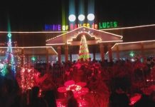 The municipal hall grounds of La Castellana in Negros Occidental is transformed into a garden-like attraction using colorful floral accents reused from plastic materials, lit up by light-emitting diode lights. PHOTO BY ERWIN P. NICAVERA