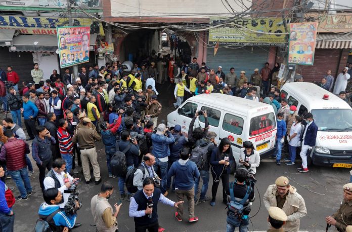 New Delhi factory owner, manager nabbed after deadly fire An ambulance makes its way towards the site of a fire that swept through a factory where laborers were sleeping in New Delhi, India on Dec. 8. REUTERS/ADNAN ABIDI