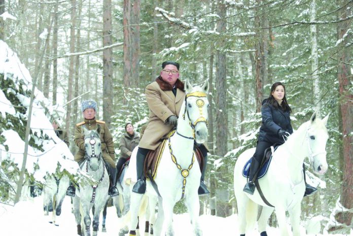 North Korean leader Kim Jong Un North Korean leader Kim Jong Un rides a horse as he visits battle sites in areas of Mt Paektu, Ryanggang, North Korea, in this undated picture released by North Korea's Central News Agency on Dec. 4, 2019. KCNA via REUTERS