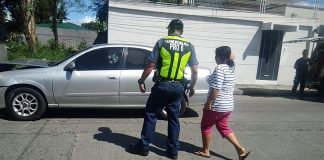 This is the car of businessman Robert Tan that gunmen peppered with bullets in Barangay Estefania, Bacolod City on Dec. 15, 2019. The glass window on the driver’s side sustained five bullet holes. ARCHIE REY ALIPALO/PN