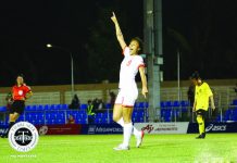 PH wallops Malaysia, enters SEAG women’s football semis Sarina Bolden rejoices after completing a hat trick for the Philippine women’s football team. TIEBREAKER TIMES PHOTO