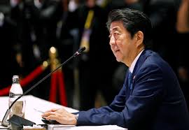 Japan’s Prime Minister Shinzo Abe speaks at the Association of Southeast Asian Nations-Japan Summit in Bangkok, Thailand, Nov. 4, 2019. REUTERS