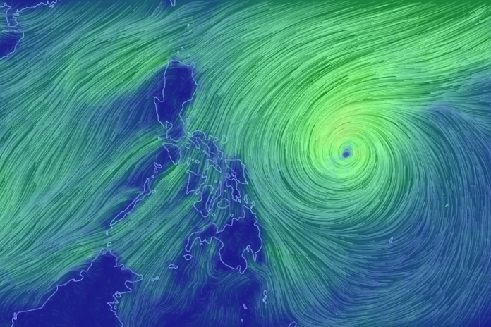 Office of Civil Defense Region 6 director Jose Roberto Nuñez says the public should remain prepared for typhoon Tisoy, although it will not directly hit Western Visayas. Screencapture from earth.nullschool.net