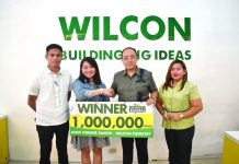 Wilcon Loyalty Rewards Promo grand winner claims 1-M loyalty points WILCON LOYALTY REWARDS PROMO. The grand winner of Wilcon Loyalty Rewards promo claimed his one-million loyalty points on Nov. 26, 2019. (From left) Wilcon Filinvest DIY manager Jesryll Yana, Wilcon marketing manager Dheza Paras, Wilcon Loyalty Rewards Promo grand winner John Donnie Ramos, and Wilcon Filinvest Operations manager Ma. Celeste Merelo.