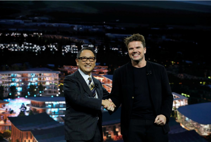 Akio Toyoda President of Toyota Motor Corporation Akio Toyoda (L) and Danish architect and Bjarke Ingels Group chief executive officer Bjarke Ingels pose at a news conference where Toyota announced plans to build a prototype city of the future on a 175-acre site at the base of Mt. Fuji in Japan, during the 2020 Consumer Electronics Show in Las Vegas, Nevada, United States Jan. 6, 2020. REUTERS